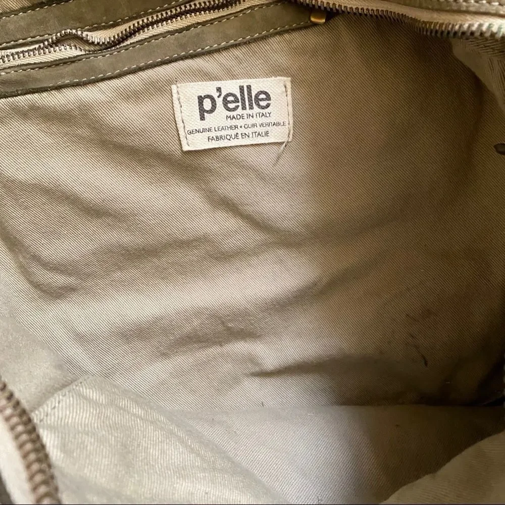 P’ELLE olive green suede leather satchel bag